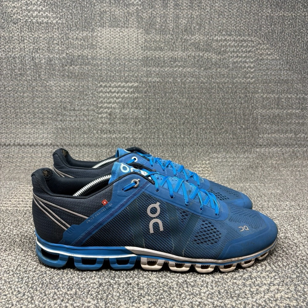 On Cloudflow Men's Size 11 Blue Black Running Comfort Shoes Swiss Engineering